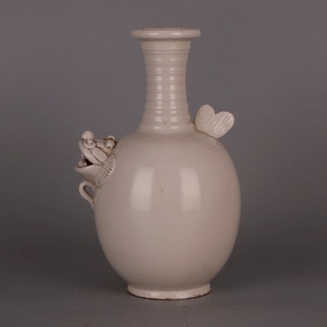 宋 邢窯白釉魚紋蒜頭壺 仿出土博物館瓷器古玩博古架裝飾收藏擺件