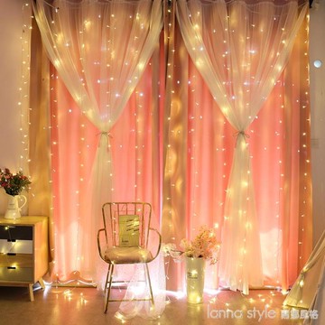 燈飾網紅小彩燈閃燈串燈滿天星窗簾新年裝飾臥室房間春節布置過年 雙11全館免運