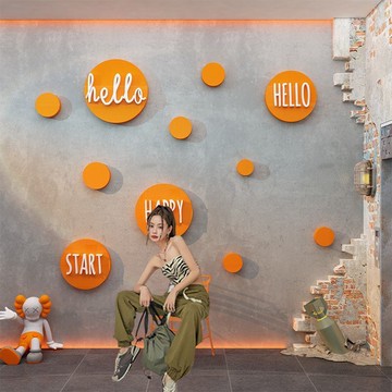 【含稅/免運】 克萊因藍網紅打卡背景墻拍照區布置貼紙奶茶店酒吧餐飲墻