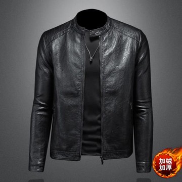 漫威毒液歐美立領加絨皮衣男機車騎士秋冬季新款派克服青年皮夾克