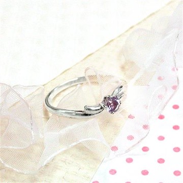【伊飾炫銀】炫紫丁香＊四爪純銀戒-國際標準戒圍14號
