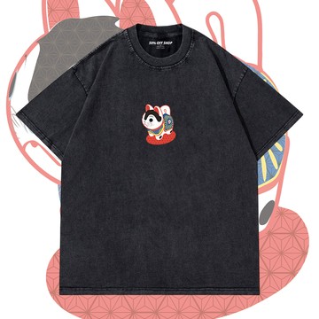 日本吉祥物 犬張子 狗狗 汪星人 做舊水洗純棉短TEE 台灣製