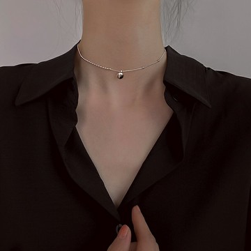S925銀幸運項鏈女簡約ins性冷淡風鎖骨鏈2021年新款氣質短款頸鏈