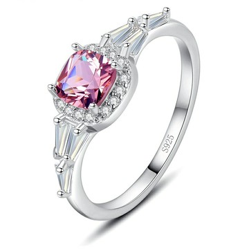 【巴黎精品】現貨+預購 鋯石戒指925純銀銀飾-氣質粉方形公主彩寶女飾品v1aa5