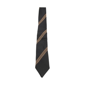 Brunello Cucinelli - Black And Beige Silk Stripe Tie