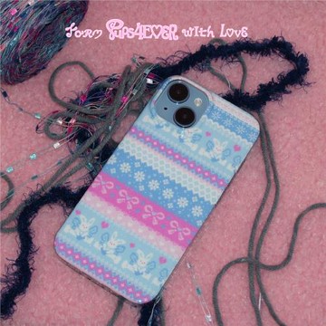 pups4EVER 原創設計閃粉印花亮面 兔兔毛衣 imd手機殼全包單層印刷蘋果iPhone