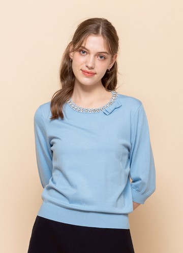 輕柔舒心鑽珠飾針織衫