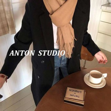 [特價清倉]秋冬純色羊毛圍巾女高級感黑灰駝咖色保暖韓版百搭ins