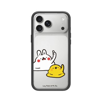 iPhone 17 Pro Max Mod NX -邊框背蓋組合 (相機按鈕) 黑 - 懶散兔與啾先生 Lazy Rabbit and Mr.Chu - 一起爛
