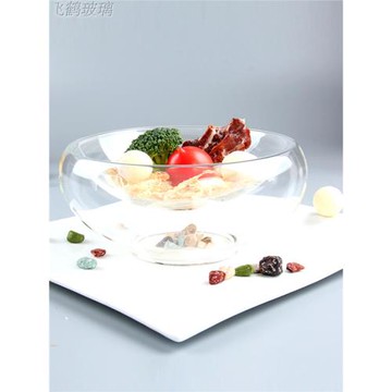 特色菜玻璃意境碗分子美食創意餐具料理耐高溫空底雙層色拉碗