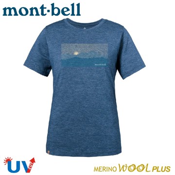 【Mont-Bell 日本 女 MW PLUS LT MT SUNRISE 羊毛短T恤《藍》】1114614/排汗衫/運動衣