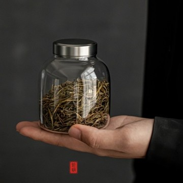 【免運】茶葉罐 茶館 玻璃茶葉罐 小號透明存茶密封罐 金屬帶蓋便攜收納 儲物家用茶具 玻璃罐 茶包收納罐