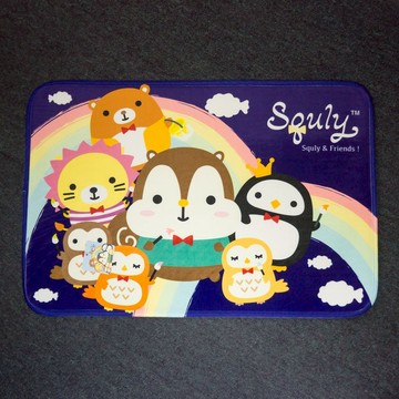 可愛 Squly & Friends 地墊 (油彩虹-藍底) - G007SQH