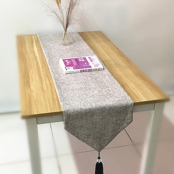 棉麻桌旗北歐純色雙面加厚餐桌布現代簡約茶旗茶幾旗蓋布電視柜布
