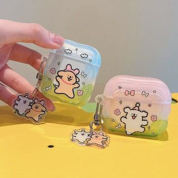 ins情侶線條小狗 適用AirPods 4代蘋果耳機殼 AirPods Pro3 3代耳機套 可愛Pro2 1/2代軟殼