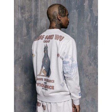 GRAF原創品牌【色彩斑駁】杜賓獵犬加絨舒適美式寬松圓領衛衣