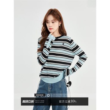 「摩造」撞色條紋設計感內搭針織衫女2025秋季新款小眾打底衫