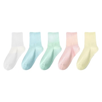 禾統 一次性拋棄壓縮襪 短筒5雙入 均碼 親膚柔軟吸汗透氣 旅行超方便  椰奶白 + 海鹽藍 + 薄荷綠 + 蜜桃粉 + 起司黃