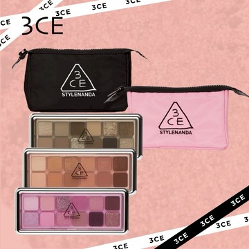 【3CE】12 色風格眼影盤 鐵盒款+化妝包 1+1 套組