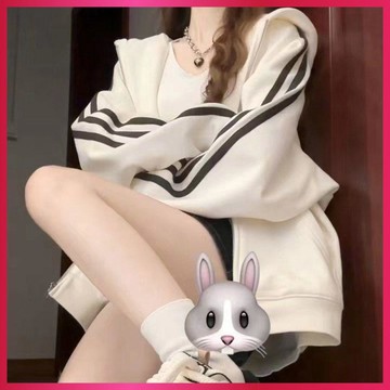 『ATC』秋季薄外套女設計感小衆三槓連帽衛衣春秋韓版潮慵懶薄款開衫拉鍊式外套女