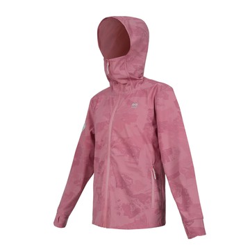 firestar 女冰感彈性連帽外套-慢跑 路跑 涼感 運動 上衣 玫紅銀