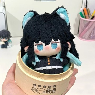 代髮鬼滅之刃時透無一郎屬性10cm棉花娃娃印毛絨玩偶衕款週邊