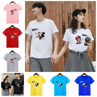 Disney カップル 用 ディズニー ミッキー ミニー 半袖シャツペアtシャツ Tシャツ トップス カットソーメンズレディース 恋人 お揃い ご夫婦 友達 春夏 通販 Lineポイント最大get Lineショッピング