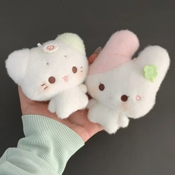 臺灣/🌸掛件 毛絨 鑰匙扣 禮物可愛魚餅小貓幸運小兔毛絨公仔軟乎乎玩偶掛件女生禮物棉花娃娃