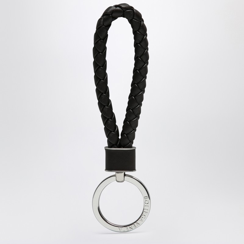 Fondente coloured keyring in woven leather