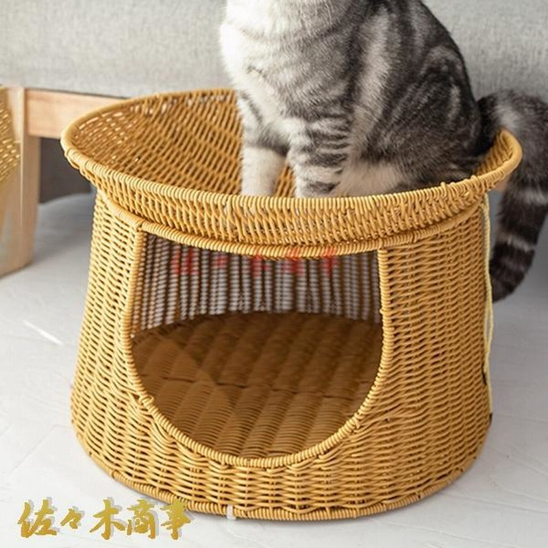 キャットハウス　猫ベッド　ラタン　籐 楽天市場】【送料無料】Sincere Japan ラタンキャッツポット【猫