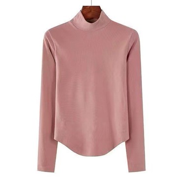 衣時尚 上衣 發熱衣 長袖T卹 內搭 保暖衫M-3XL新款半高領修身雙面德絨燕尾擺長袖體卹上衣-8266.