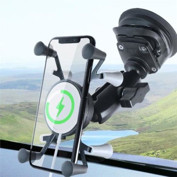 越野車擋吸盤式蘋果無線充X型手機夾兼容Magsafe球頭吸盤手機支架