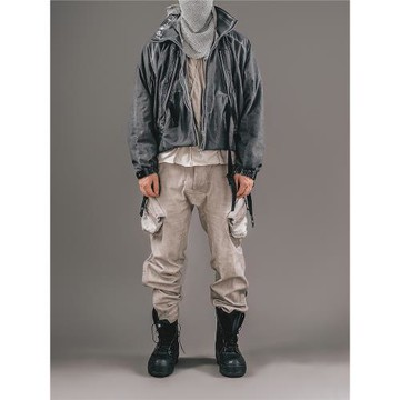 Drklei雙層三拉鏈多口袋做舊蠟染廢土機能風外穿收口潮流男士夾克