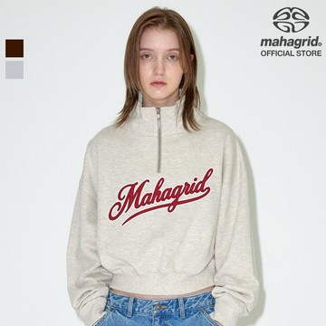 [MAHAGRID Woman] Script LOGO 短版拉鍊立領上衣_韓國風格