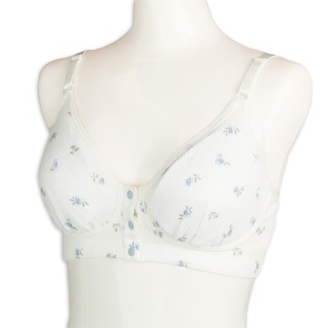 akachan honpo - 附胸墊哺乳胸罩-小花彈性羅紋-象牙白色