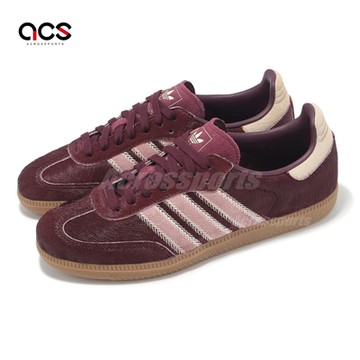 adidas 德訓鞋 Samba OG W 女鞋 酒紅 粉紅 復古 休閒鞋 馬毛鞋面 愛迪達 JP5330
