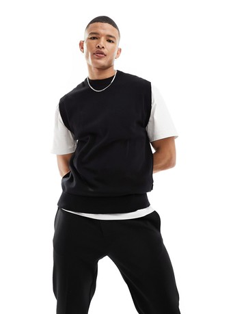 Only & Sons oversized knitted vest in black