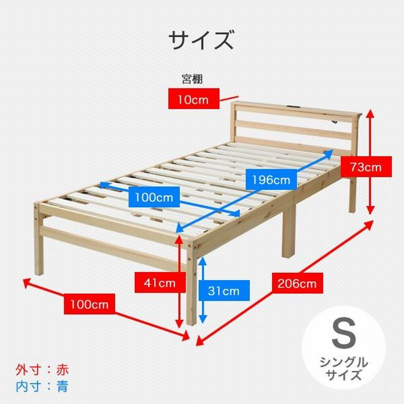 ベッドフレーム シングル シングルベッド ベット 宮付き 山善 すのこ