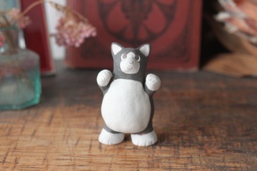 黑白貓迷你模型