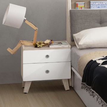 【好傢俱】雲堤淺灰橡雙色床頭櫃 寬45公分