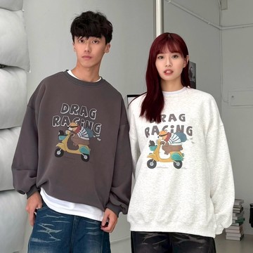 【AMERO】男裝 女裝 長袖大學Ｔ卡通圖案印花 情侶裝