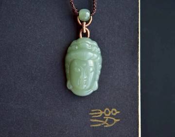 【觀音】天然和田玉青海料雕刻觀音 清新雅緻項鏈