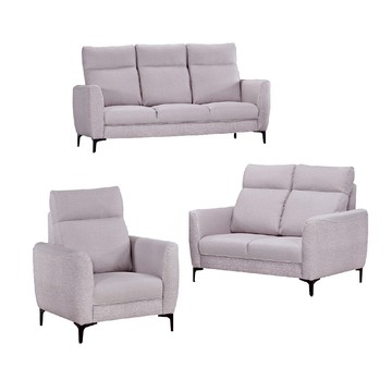 ASSARI-薰伊高背支撐1+2+3人座貓抓皮沙發單色