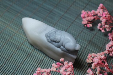 【愛犬】天然金絲玉 青花料巧雕設計招財狗小擺件 茶寵 手玩件