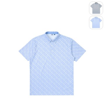 【FILA】男性 Golf 高爾夫 短袖 滿版POLO衫-丈青 1POZ-2803-NV