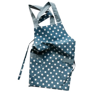 E.City 歐式雙袋圍裙 尼龍混紡 80x66cm  圓點 藍色  1件