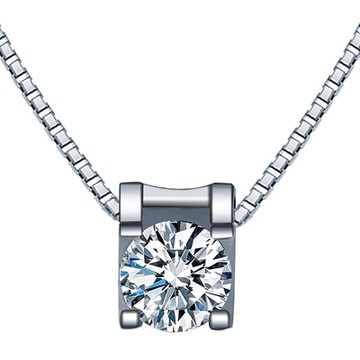 [米蘭精品] 925純銀項鍊鋯石吊墜-四爪鑲嵌經典七夕情人節生日禮物女飾品73ze3