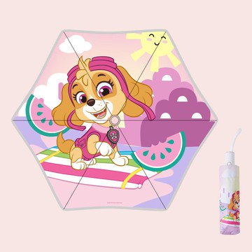 人氣卡通 - 卡通汪汪隊360°反光條+安全圓角自動傘-卡通人物天天-粉色