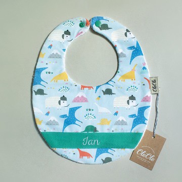 可愛 恐龍 繡名 客製名字 圍兜 口水巾 口水肩 彌月禮盒