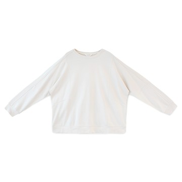 落肩拼接針織上衣 米白F